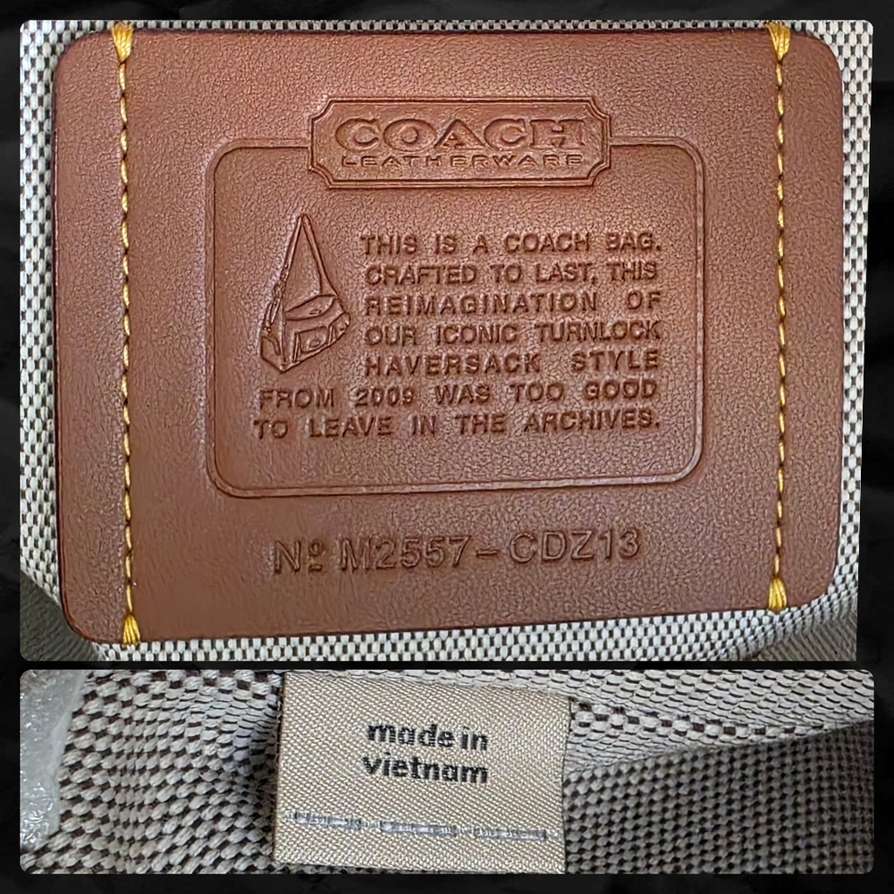 Coach CDZ13 Turnlock Haversack Brown Suede Brass Shoulder Bag NWT - Picture 14 of 16
